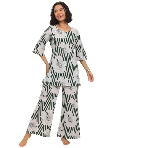 Image of Libas Womens Printed Cotton Night Suit Set for Women