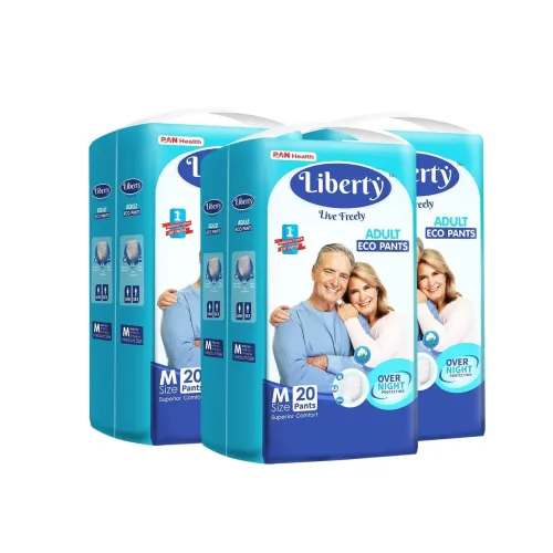 Image of Liberty Eco Adult Diaper Pants, Medium (M) Size, 60 Count, Waist Size (61-115cm | 24-45 inches), Unisex, High Absorbency