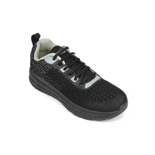 Image of Liberty Force 10 Black & T.Blue Running Shoes for Men - Knit-Mesh Lace-Up