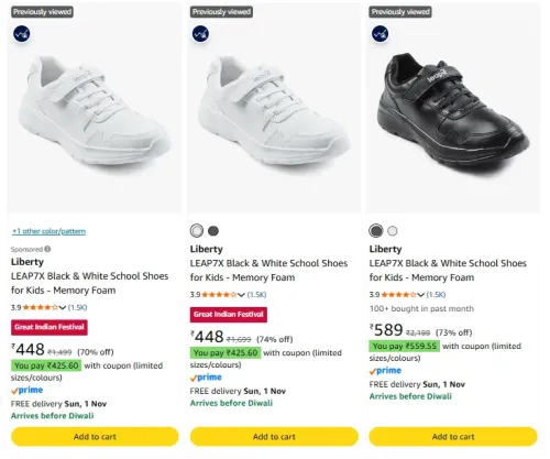 Image of Liberty LEAP7X Black & White School Shoes for Kids