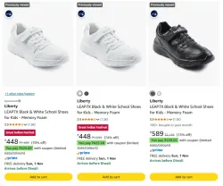 Liberty LEAP7X Black & White School Shoes for Kids
