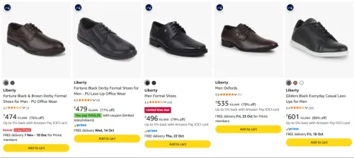 Image of Liberty Men's Formal Shoes upto 80% Discount