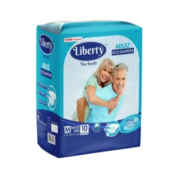 Liberty Popular Adult Diapers, Tape Style, Medium (M) Size, 10 Count, Waist Size (76-101cm | 30-40 inches), Unisex, High