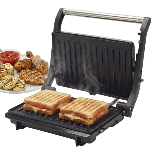 Image of Libra Sandwich Maker Electric - 1000 W 2 Slice Sandwich Griller and Toaster with Non Stick Plates Opens to 180° Grill To