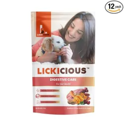 LICKICIOUS Nutritional Treats for Dogs – Digestive Care with Chicken, Duck, Lamb & Egg Whites | No Sugar, No Grains, No Added Water | Pack of 12 (1020g)