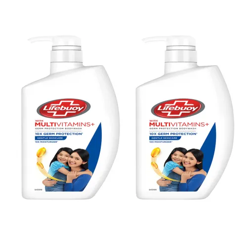 Image of Lifebuoy Set Of 2 Mild Care Anti-Baceterial Body Wash With Activ Silver Formula - 1L Each