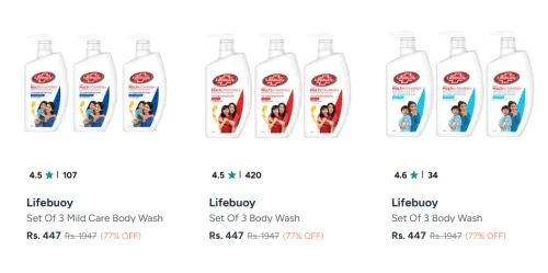 Image of Lifebuoy Set of 3 Bodywash up to 77% Discount