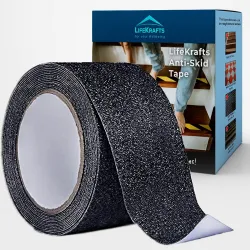 Lifekrafts Anti Skid Tape for Stairs | Heavy-Duty Anti Slip Grip Tape for Floors, Staircase, Ramps, Tiles, Marble & Wood, Indoor & Outdoor Use | 5 Meter × 50 mm Black Pack of 1