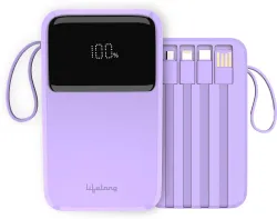 Lifelong 10000mAh 22.5W Wireless Power Bank (Purple, Fast Charging)