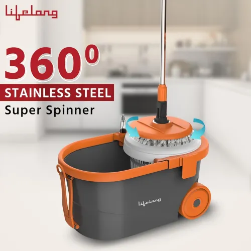 Image of Lifelong 12L Spin Floor Mop Set with Bucket