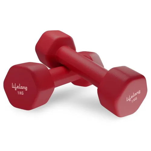 Image of Lifelong Neoprene Dumbbells Set of 2 (1kg x 2) Fixed Weight Set for Home Gym, Fitness, Gym Exercise, Home Workout Weight