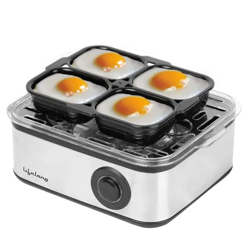 Image of Lifelong 2-in1 Egg Boiler and Poacher 500-Watt (Black), Boil 8 eggs, Automatic Turn-Off