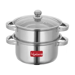Lifelong 2-Tier Steamer /Momo /Modak Maker with Sandwich Bottom | Heavy Base | Induction Compatible with Glass Lid & Riv