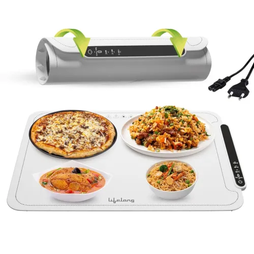 Image of Lifelong Electric Food Warmer - 250 W | Roll Up Silicon Heating Mat | Adjustable Temperature Control with Touch | Even W