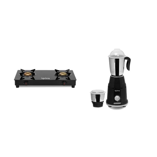 Image of Lifelong 2-Burner Gas Stove & 500W Mixer Grinder Combo