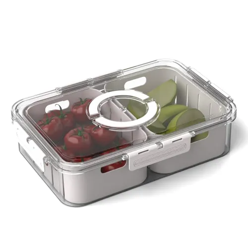 Image of Lifelong 2-Compartment Fridge Storage Box with Lid & Handle 