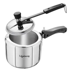 Lifelong 2L Tri Ply Stainless Steel Pressure Cooker | Inner Lid Design | Silicone Gasket | Induction & Gas Compatible for Rice, Dal, Rajma, Chole | 2.5mm Thick | Faster, Even Heating | ISI-....