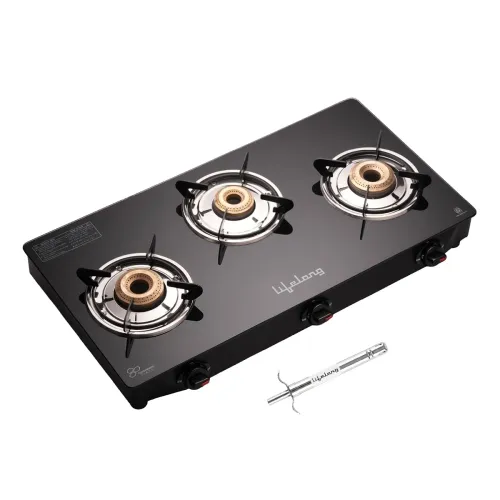 Image of Lifelong 3 Burner Gas Stove with Gas Lighter