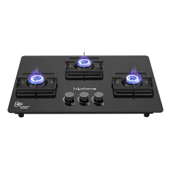 Lifelong 3-burner hob-top gas stove with automatic ignition, toughened glass top