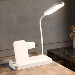 Lifelong 3-in-1 Wireless Charging LED Desk Lamp | Fast Charging for Smartphones, Smartwatches & Earbuds 
