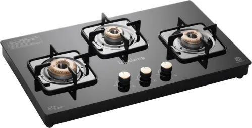 Image of Lifelong HobTop with Toughened Glass Top | High-Efficiency Burners & Anti-Skid Legs Glass Manual Hob (3 Burners)