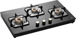 Lifelong HobTop with Toughened Glass Top | High-Efficiency Burners & Anti-Skid Legs Glass Manual Hob (3 Burners)