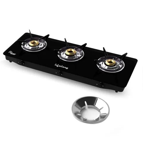 Image of Lifelong 3 Burner Glass Top Gas Stove + Free Gas Saver