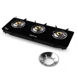 Lifelong 3 Burner Glass Top Gas Stove + Free Gas Saver