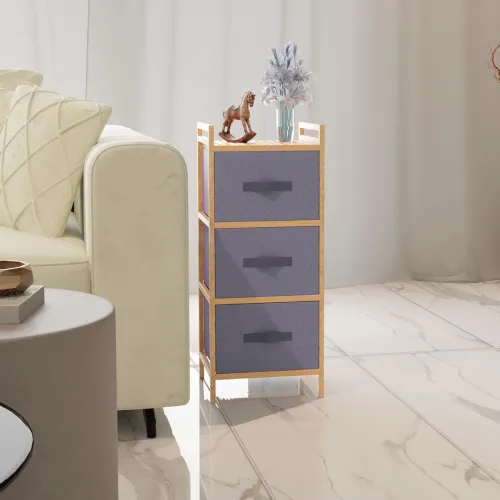 Image of Lifelong 3-Drawer Fabric Storage Organizer with Wooden Frame