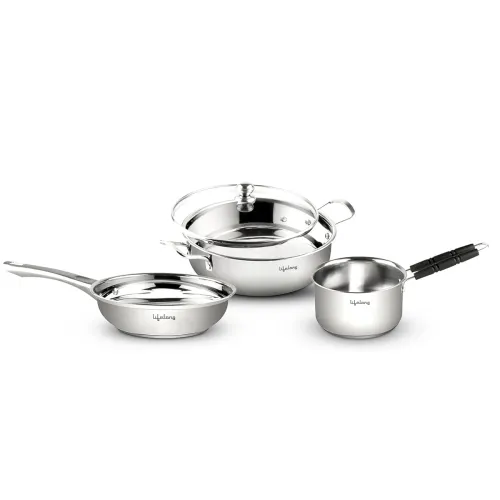Image of Lifelong 3-Piece Stainless Steel Cookware Set