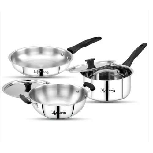 Image of Lifelong 3-Piece Stainless Steel Cookware Set