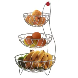 Lifelong Table Top Fruit Basket for Dining Table & Kitchen,3 Tier High Grade Stainless Steel Fruit & Vegetable Rack,Coun