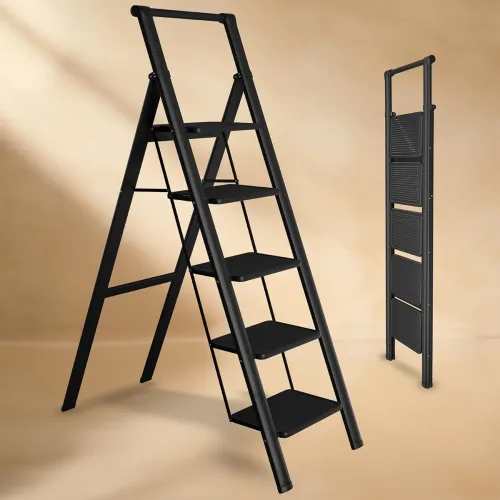 Image of Lifelong 5 Steps Steel Ladder with Handle for Home, Foldable & Portable Stairs
