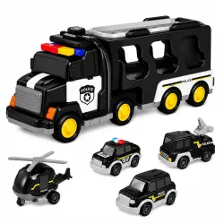 Lifelong 5-in-1 Friction-Powered Police Carrier Truck Toy Set