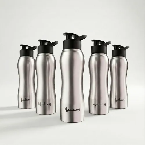 Image of Lifelong 750ml Stainless Steel Water Bottle Pack of 5 | Leak-Proof & Durable