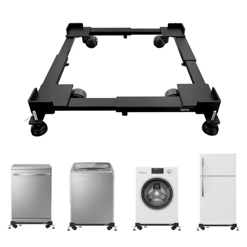 Image of Lifelong Washing Machine Stand for Home, Adjustable Metal Trolley with Wheels - 4 Anti-Vibration Rubber Grips, Supports 