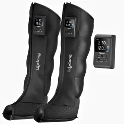Lifelong Air Compression Leg & Foot Massager Machine for Pain Relief | 4000mAh Cordless Feet Massager with 240mmHg Pressure & 5Air Chambers | 2 Controllers, 7Intensities, 5Modes for Muscle R...