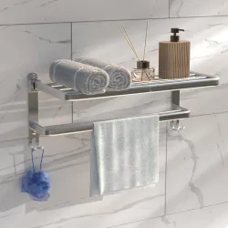 Lifelong Bathroom Shelf for Storage Wall Mounted Washroom Rack with Hook