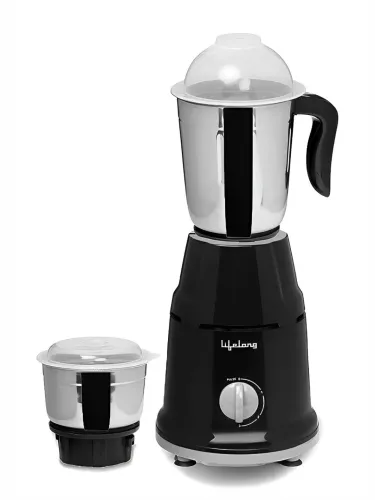 Image of Lifelong Black Stainless Steel Anti Skid Feet 2 Jars Wet and Dry Grinder-500W