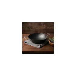 Lifelong Carbon Steel (Iron) Kadhai 28cm | High Heat Stir Fry & Bhuna Kadhai with Stainless Steel Handle | Naturally Sea