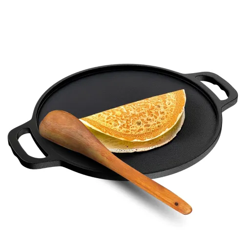 Image of Lifelong Cast Iron Dosa Tawa with Wooden Spatula for Dosa, Uttapam & Chapati | 30 cm, 2.5kg | Tawa & Spatula Set | Pre S