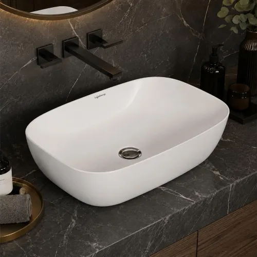 Image of Lifelong Ceramic Rectangle Countertop Washbasin 33x46x16 cm