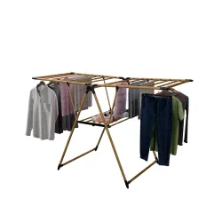 Lifelong Clothes Stand for Drying - Foldable Hanging Stand - Wooden Finish & Height Adjustable Wings -52 Ft Drying Lengt