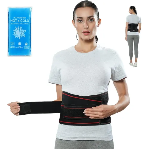 Image of Lifelong Contoured Lumbar Sacral Belt with Hot & Cold Pack 4 Metallic Splints & Strong Back Support 