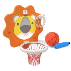 Lifelong Cuppy Lion Kids Basketball Hoop & Ring Toss Game Set for 2–5 Years | Wall Mounted Foldable Lion Board with Ball