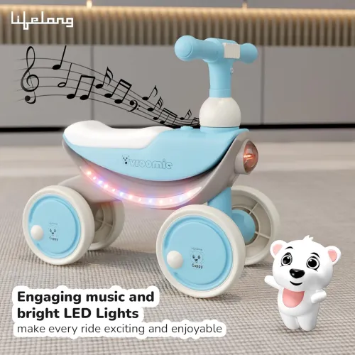 Image of Lifelong Cuppy Vroomie Kids Ride-On Bike with Music & Lights|Push Rideon 1+ Years|Fun & Safe Toddler Bike|