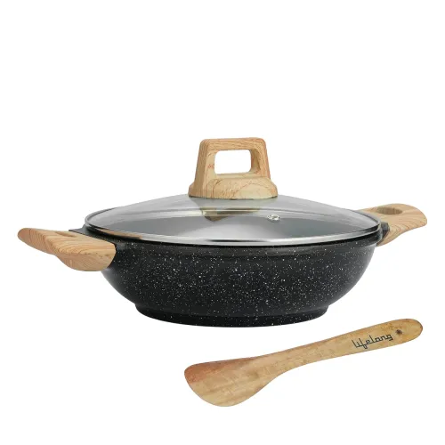 Image of Lifelong Die-Cast Kadhai 20cm with Glass Lid 1.9L