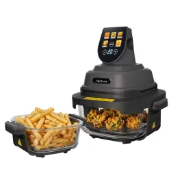 Lifelong Dual Glass Basket Air Fryer (4.1L, 1.6L) with Lids 