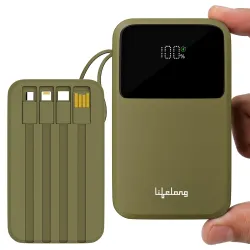Lifelong Electronics 20000mAh 22.5W Fast Charging Power Bank | 3 Inputs (1 Built-in USB A Cable + 1 C + 1 Lightning Port) & 6 Outputs (3 Built-in Cables + 1 C + 2 A Port) | Small Pocket Size...