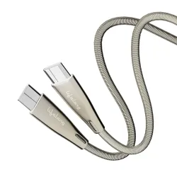 Lifelong Electronics 60W PD USB Type C to Type C Metal Coiled Fast Charging Cable | High Speed Data Cable